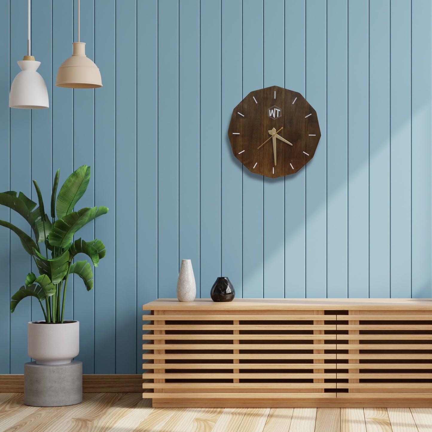 Hexagon Wall Clock – Elegant Wooden Wall Clock for Home & Office