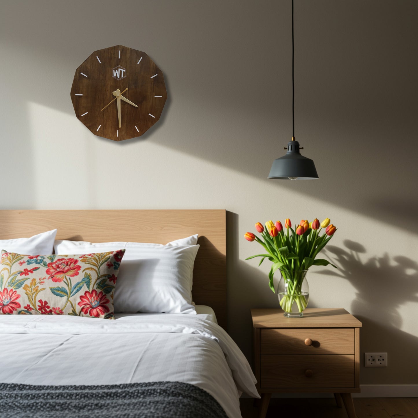 Hexagon Wall Clock – Elegant Wooden Wall Clock for Home & Office