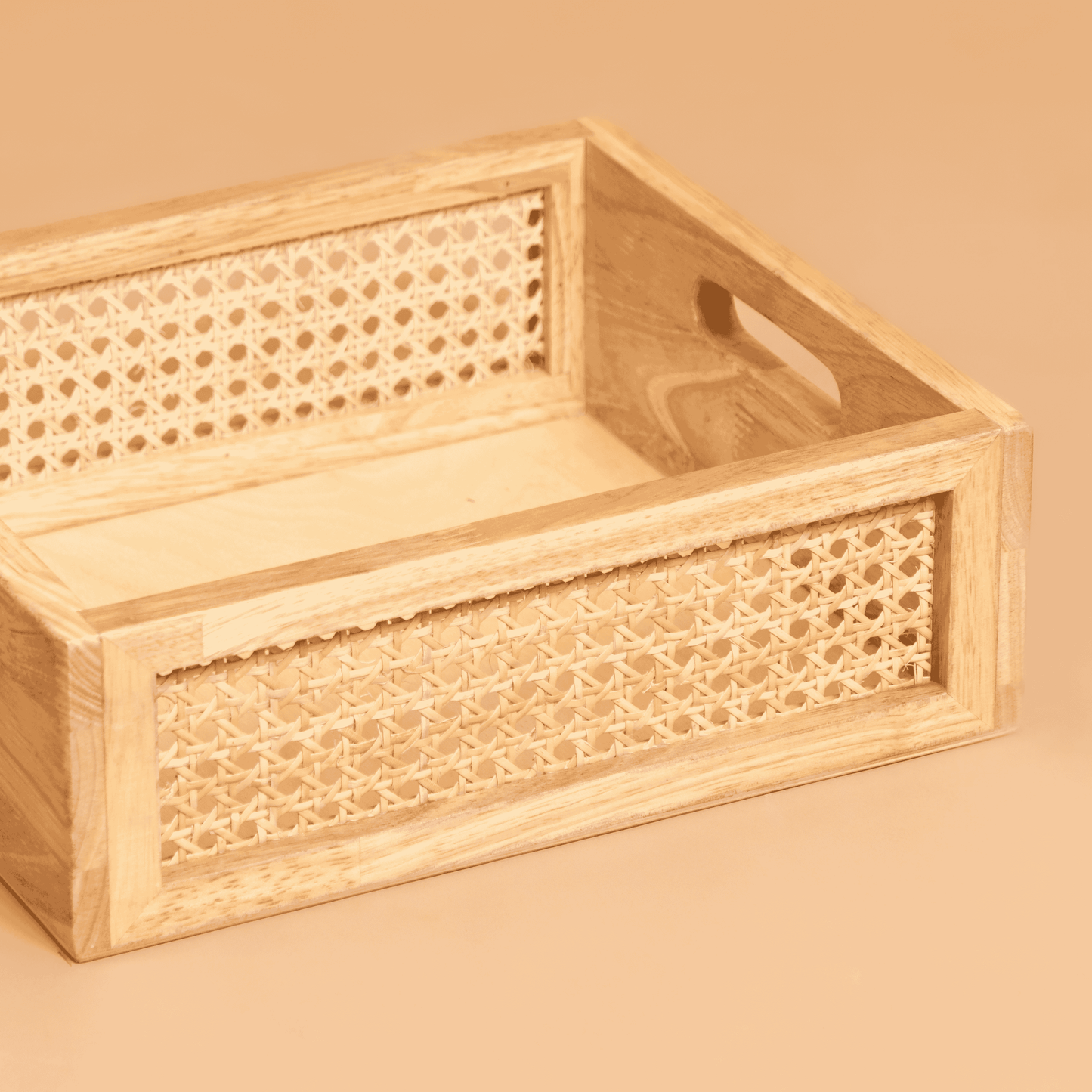 Solid Wood and Rattan Wicker Storage Basket