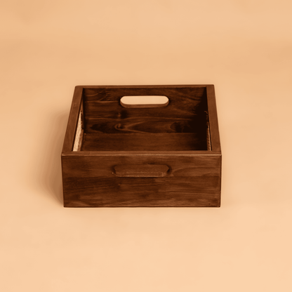 Solid Wood and Rattan Wicker Storage Basket
