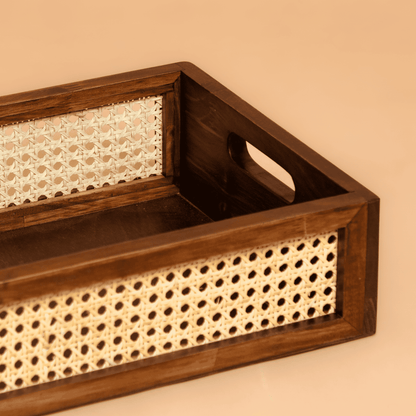 Solid Wood and Rattan Wicker Storage Basket