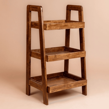 Solid Wood 3-Tier Shelf Rack - Walnut - Wood Trendz  