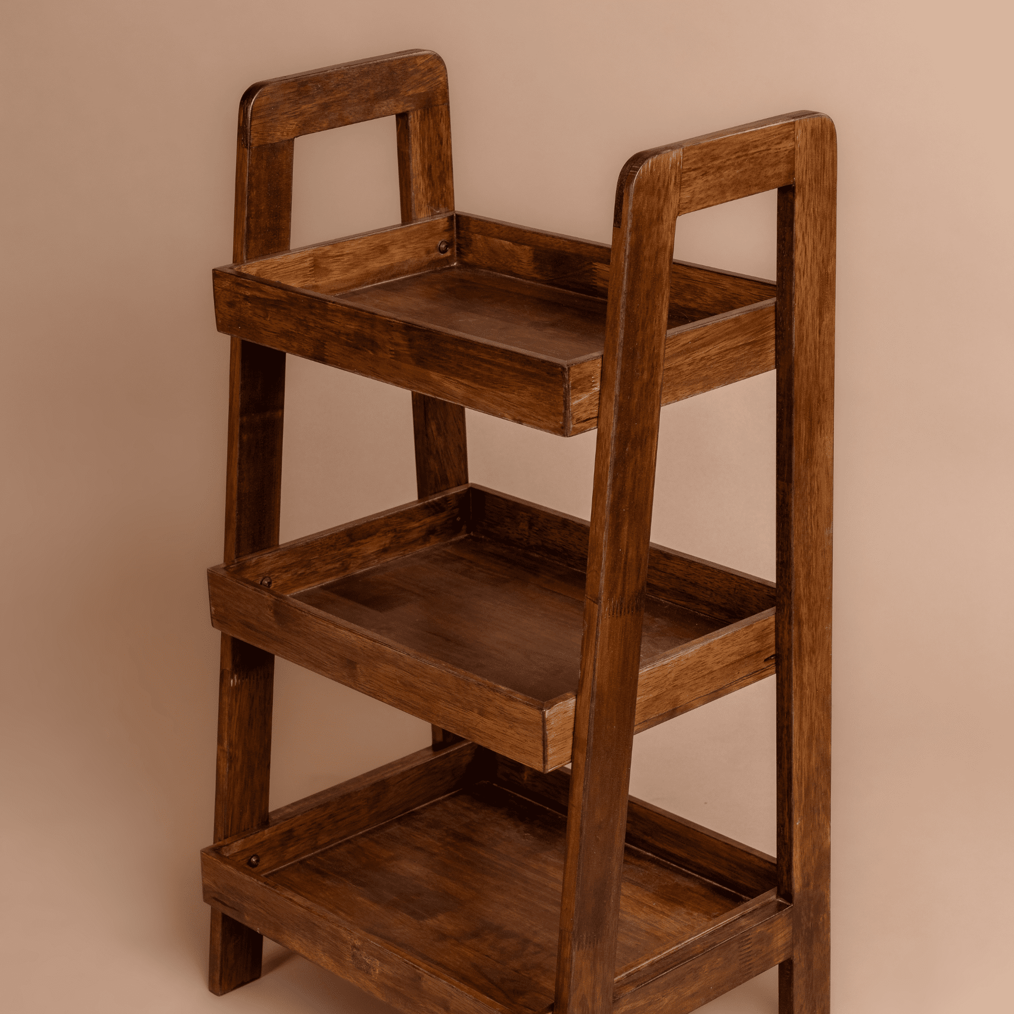 Solid Wood 3-Tier Shelf Rack (Walnut) : Organize Efficiently – Wood Trendz