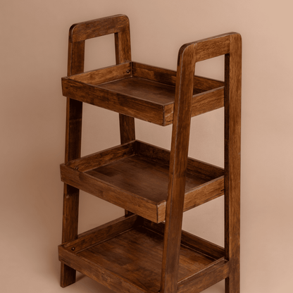 Solid Wood 3-Tier Shelf Rack - Walnut - Wood Trendz  