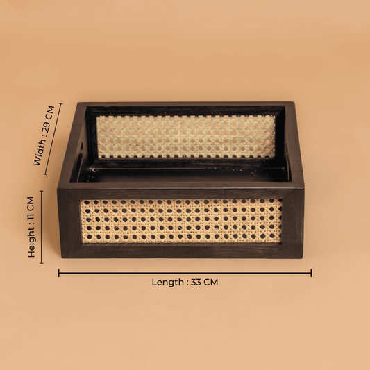 Solid Wood and Rattan Wicker Storage Basket