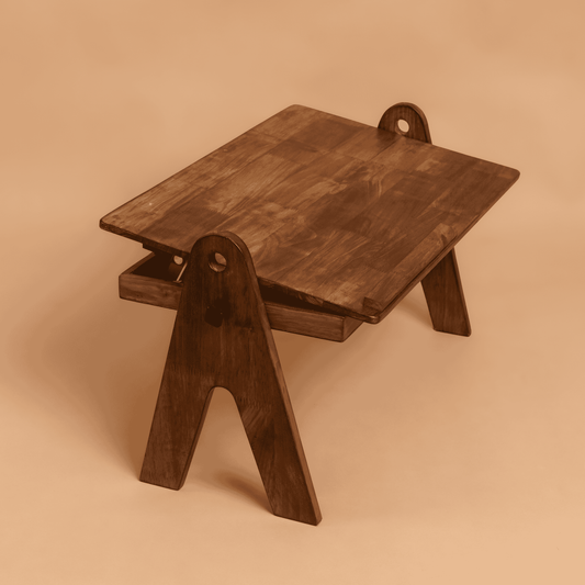 FlexiDesk - Foldable Laptop Table | Solid Wood & 3 level height adjustable laptop table with storage