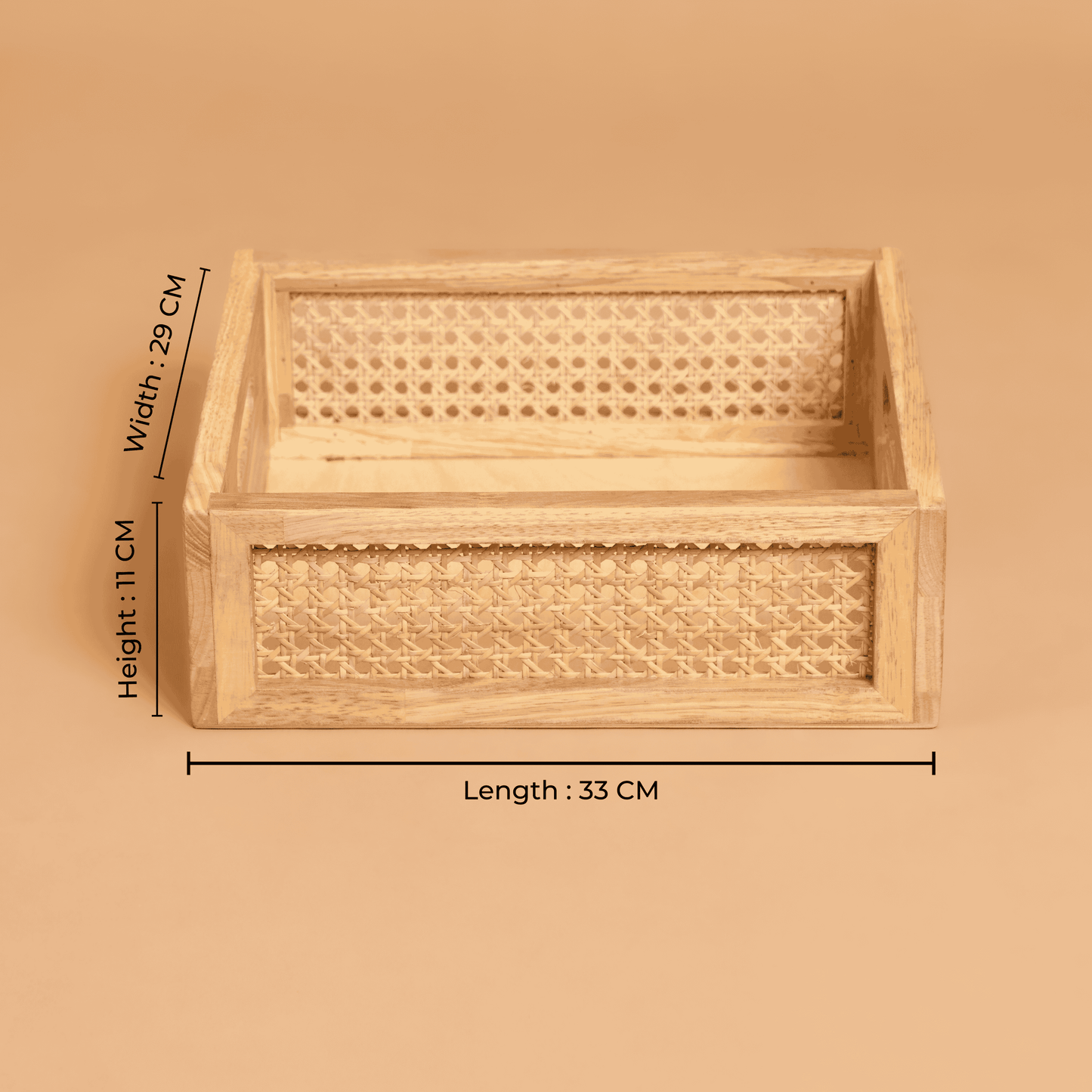 Solid Wood and Rattan Wicker Storage Basket