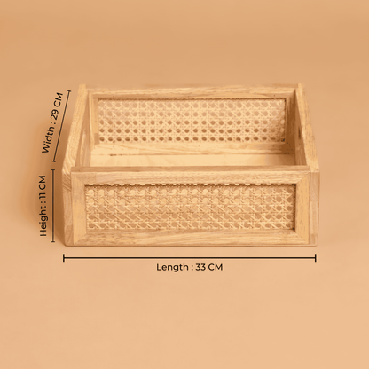 Solid Wood and Rattan Wicker Storage Basket