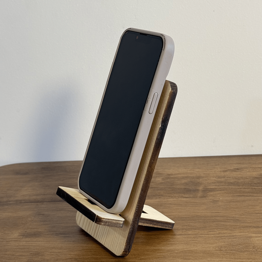 Wooden Phone Stand – Solid Pinewood Mobile Stand for Desk