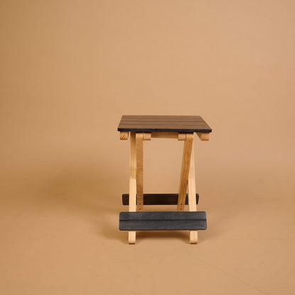 Foldable Compact Wood Stool: Stylish and Practical Seating Solution - Black - Wood Trendz  