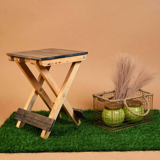 Foldable Compact Wood Stool: Stylish and Practical Seating Solution - Grey - Wood Trendz  