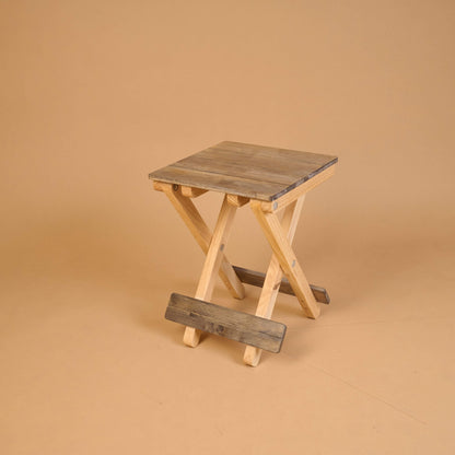 Foldable Compact Wood Stool: Stylish and Practical Seating Solution - Grey - Wood Trendz  
