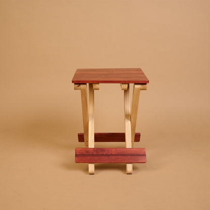 Foldable Compact Wood Stool: Stylish and Practical Seating Solution - Red Brown - Wood Trendz  