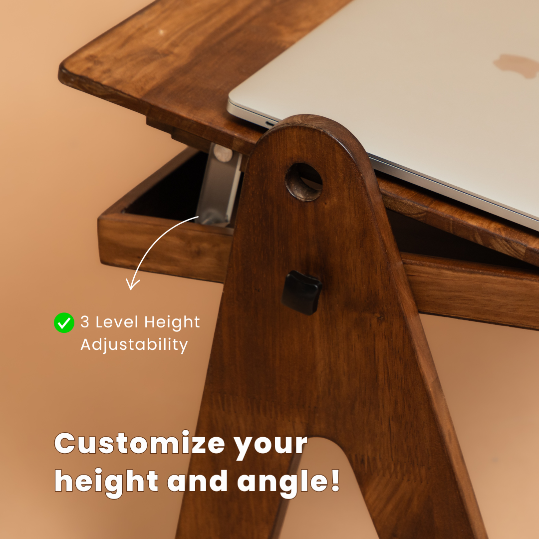 Flexidesk Adjustable Wooden Laptop Table – Perfect for Home & Office