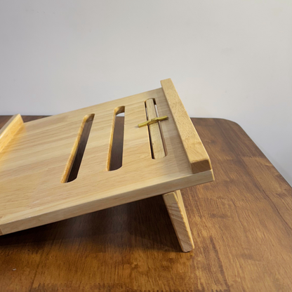 Solid Wood Adjustable Laptop Stand – 3-Level Height, Portable & Durable