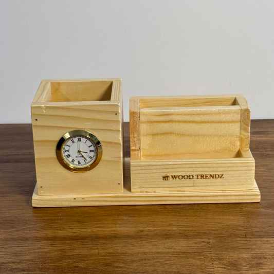 Wooden Pen Stand – Multi-Functional Desk Organizer with Phone & Card Holder
