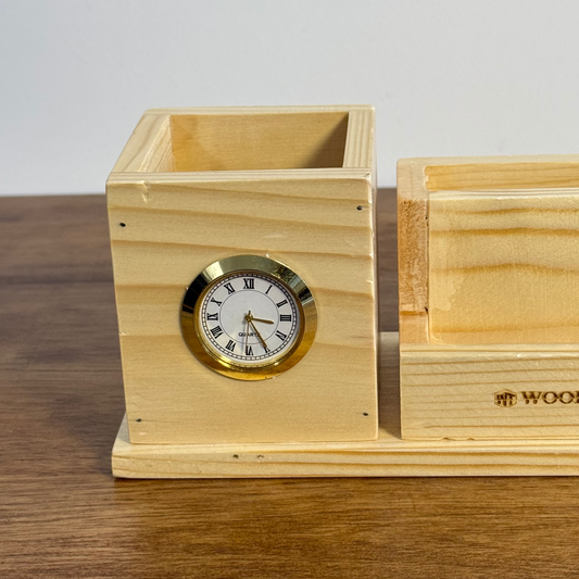 Wooden Pen Stand – Multi-Functional Desk Organizer with Phone & Card Holder