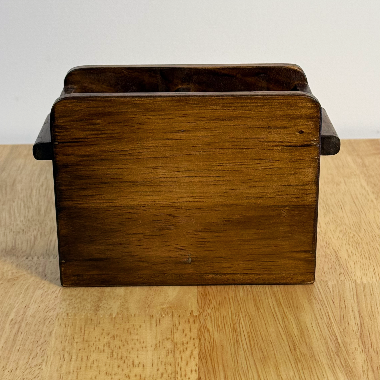 Wooden Cutlery Holder – Solid Rubberwood 2-Compartment Organizer