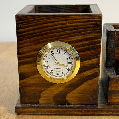 Wooden Pen Stand – Multi-Functional Desk Organizer with Phone & Card Holder