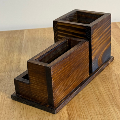 Wooden Pen Stand – Multi-Functional Desk Organizer with Phone & Card Holder