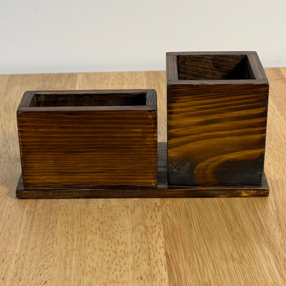 Wooden Pen Stand – Multi-Functional Desk Organizer with Phone & Card Holder