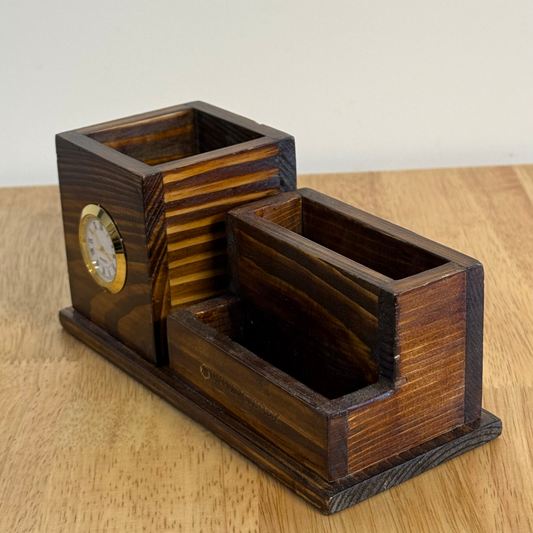 Wooden Pen Stand – Multi-Functional Desk Organizer with Phone & Card Holder