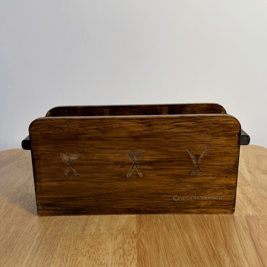 Wooden Cutlery Holder – 3-Compartment Solid Rubberwood Organizer