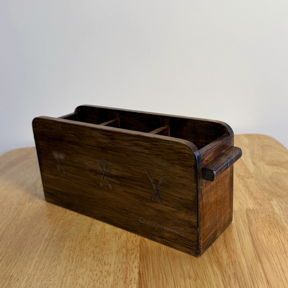 Wooden Cutlery Holder – 3-Compartment Solid Rubberwood Organizer