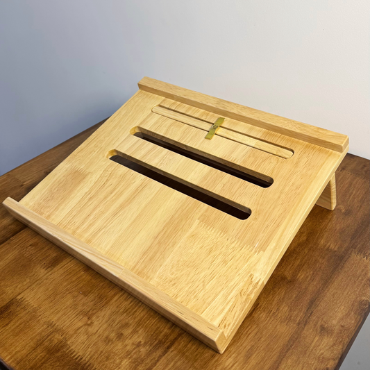 Solid Wood Adjustable Laptop Stand – 3-Level Height, Portable & Durable