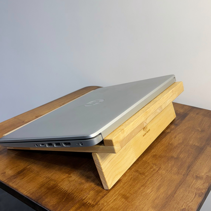 Solid Wood Adjustable Laptop Stand – 3-Level Height, Portable & Durable