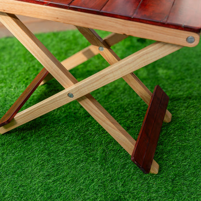Solid Wood Compact Companion - Foldable Wooden Table - Red Brown Finish - Wood Trendz  