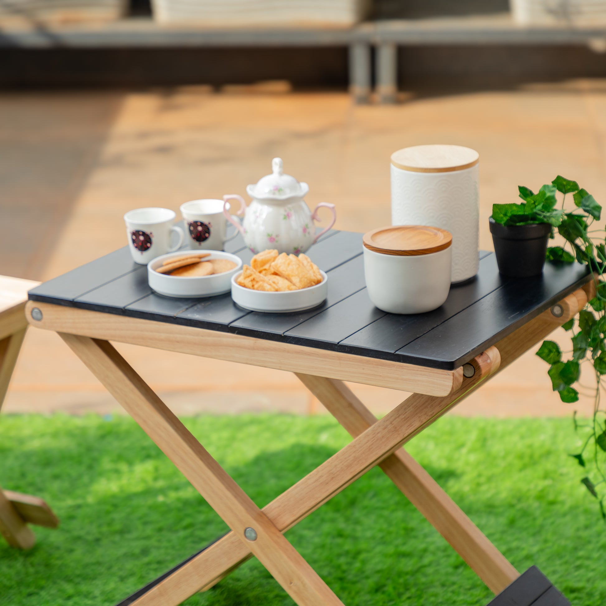 Solid Wood Compact Companion - Foldable Wooden Table - Black Finish - Wood Trendz  