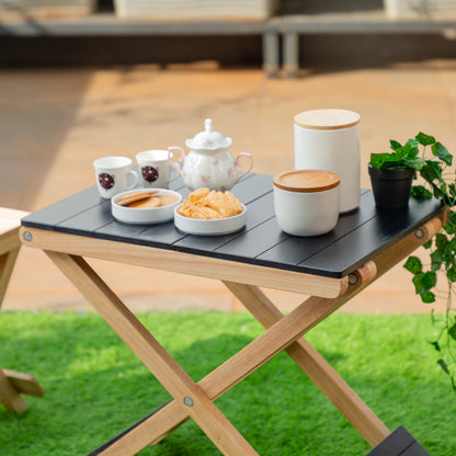 Solid Wood Compact Companion - Foldable Wooden Table - Black Finish - Wood Trendz  