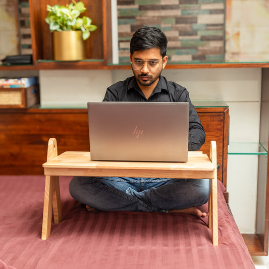 FlexiDesk - Foldable Laptop Table | Solid Wood & Adjustable with storage