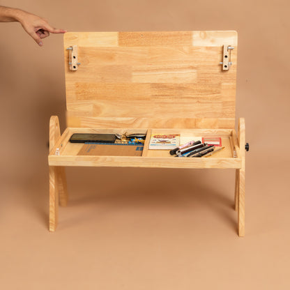 FlexiDesk - Foldable Laptop Table | Solid Wood & Adjustable with storage