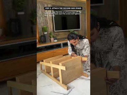 Solid Wood 3-Tier Shelf Rack - Wooden Corner Shelf